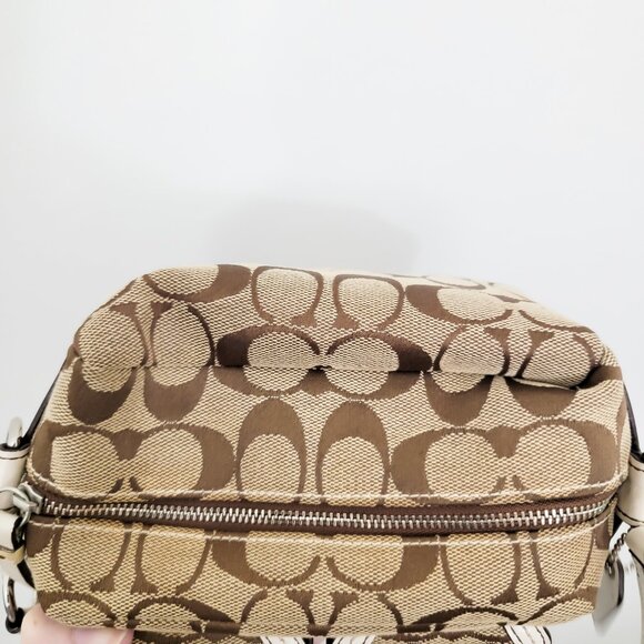 Coach Mini Double Turnlock Pocket Signature Monogram Bag - Picture 8 of 11